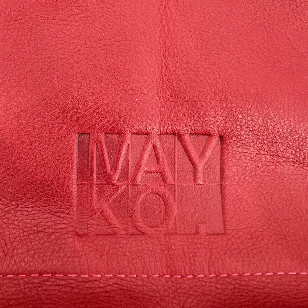 Mayko Leather Hobo Raw Handbag Crossbody Red Tassel Minimalist - Picture 7 of 12